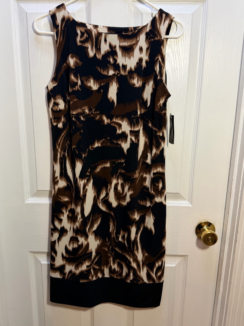 AGB Black & Brown Abstract Print Midi Dress